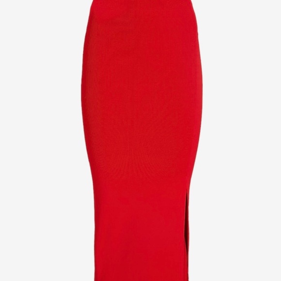 ISO XXS Red Express Body Contour Side Slit Midi Sweater Pencil Skirt - Picture 3 of 6